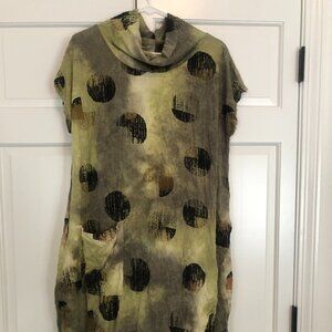 NEW Cotton Olive & Black fun design dress - XS